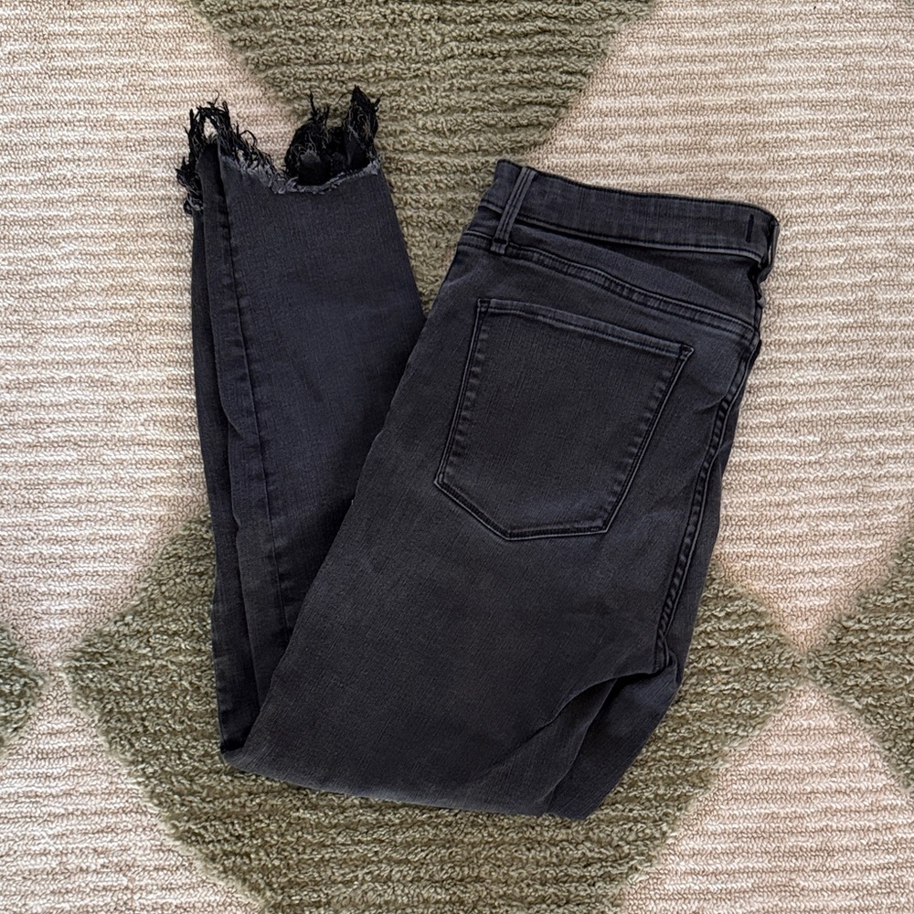 Abercrombie & Fitch Black Skinny Jeans with Frayed Hem